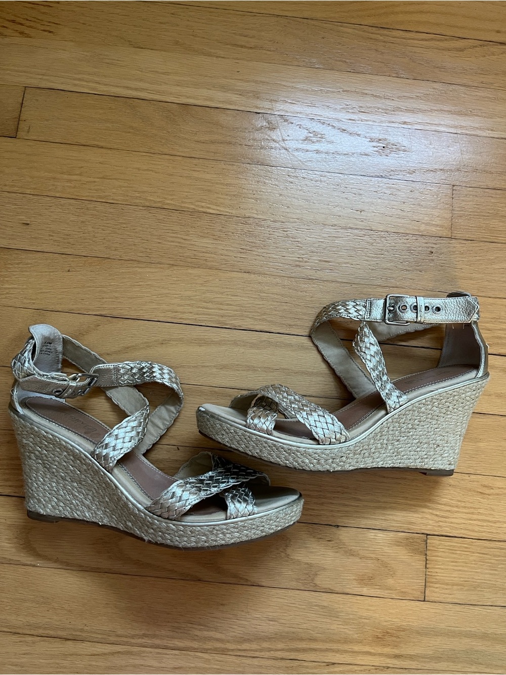Sperry Braided Espadrille Wedge Sandals - Metallic Gold